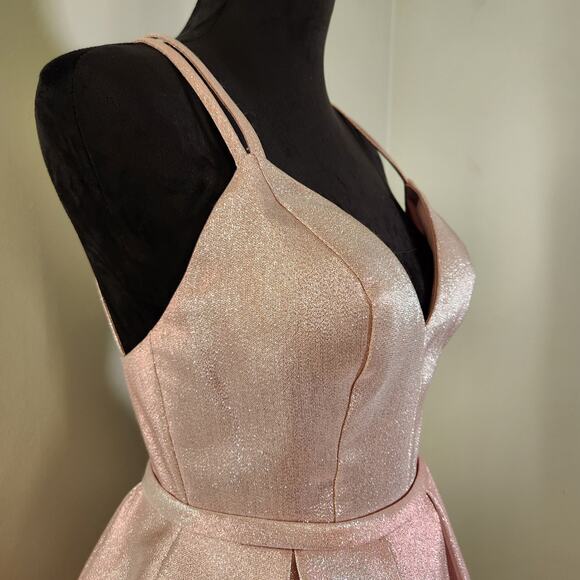 SHERRI HILL Pink Metallic Pleated Dress, Size 4 - Picture 7 of 14
